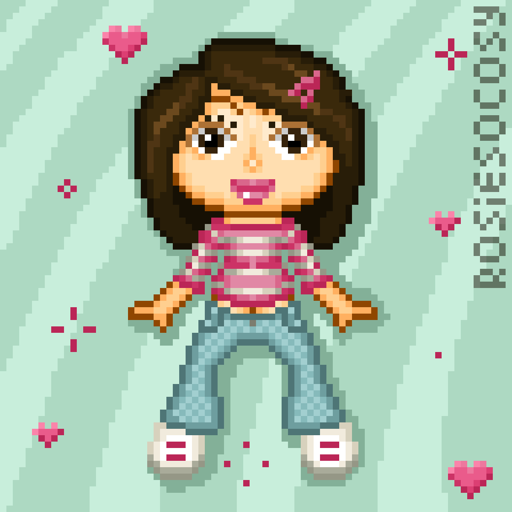 Bambino doll I created some time ago. The bambinos were designed some 20 years ago when I still did pixel art under the names of Pixel Bears and Glossy Pixel. I want to get back into pixel art and this was me trying out some custom doll making in 2023.