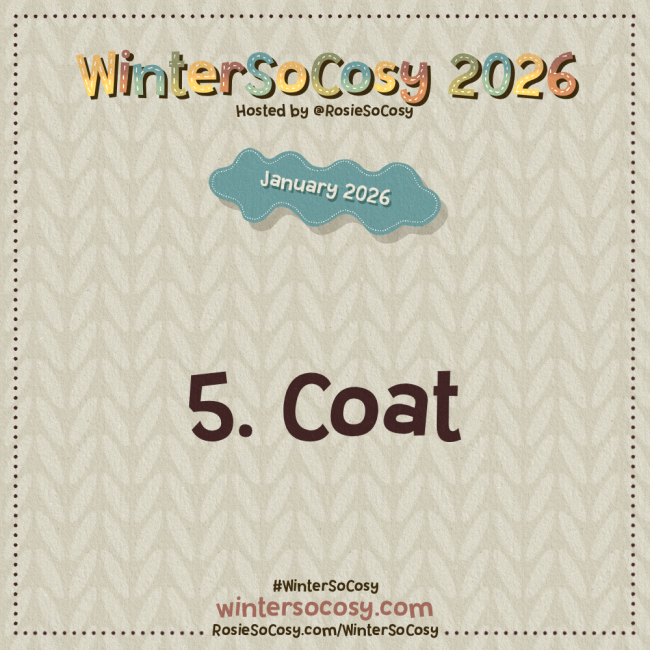 Announcement image for Day 5 of WinterSoCosy January 2026. The subject is Coat.