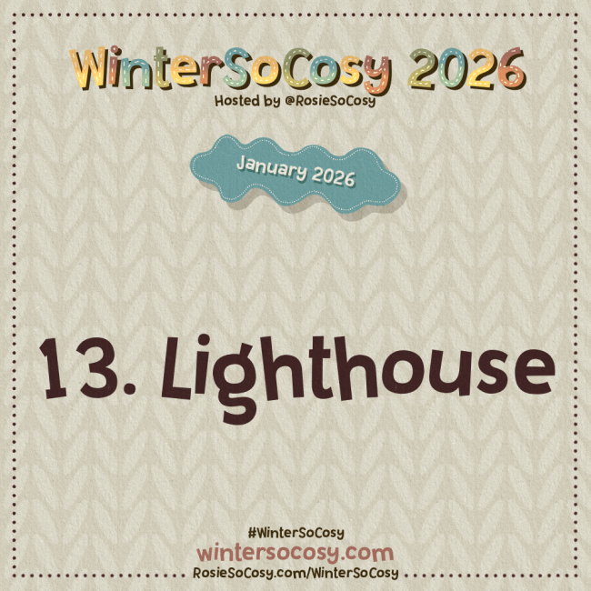 Announcement image for Day 13 of WinterSoCosy January 2026. The subject is Lighthouse.