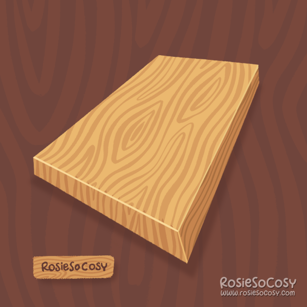 An illustration of a wooden plank. It's light in colour and you can see a clear wood pattern all over.