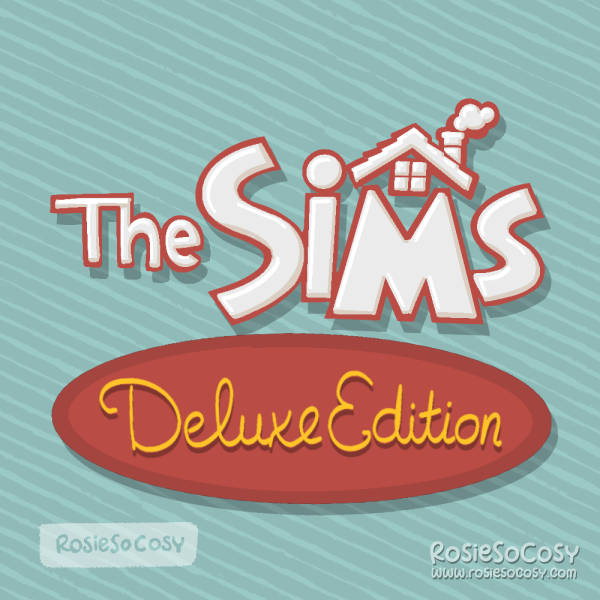 A digital illustration of the classic The Sims: Deluxe logo.