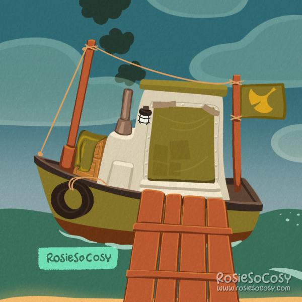 An illustration of Redd’s boat in Animal Crossing: New Horizons