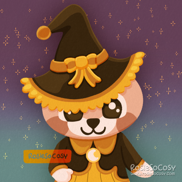 An illustration of Rosie’s wizard cat character in Hello Kitty: Island Adventure