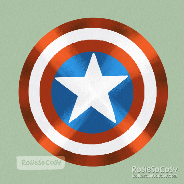 Illustration of a Captain America shield.