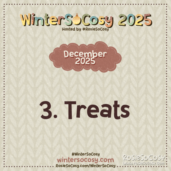 Announcement image for day 3 of WinterSoCosy 2025. The subject is Treats.