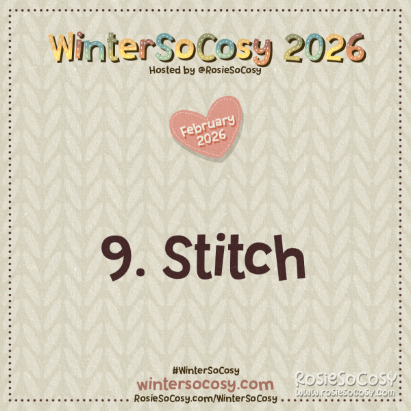 Announcement image for Day 9 of WinterSoCosy February 2026. The subject is Stitch.