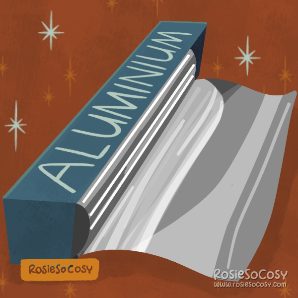 An illustration of a roll of aluminium foil.