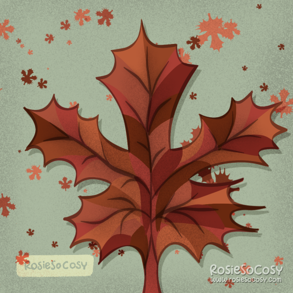 An illustration of a red maple leaf.