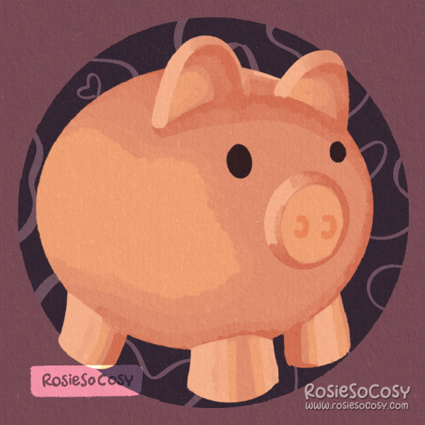 An illustration of a pink piggy bank.