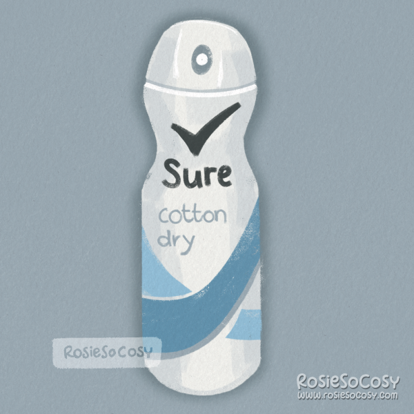 An illustration of deodorant, brand Sure, in other countries known as Rexona or Rexena.