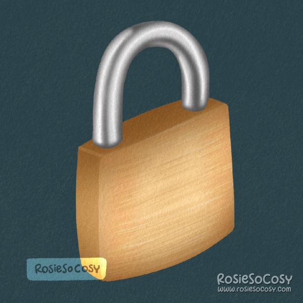 An illustration of a gold coloured padlock.