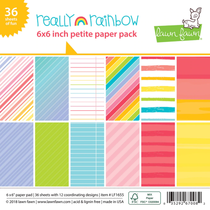 Lawn Fawn: Really Rainbow 6x6 Inch Petite Paper Pack LF1655