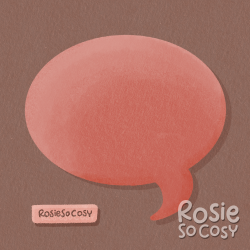 A pink speech bubble, without any text.