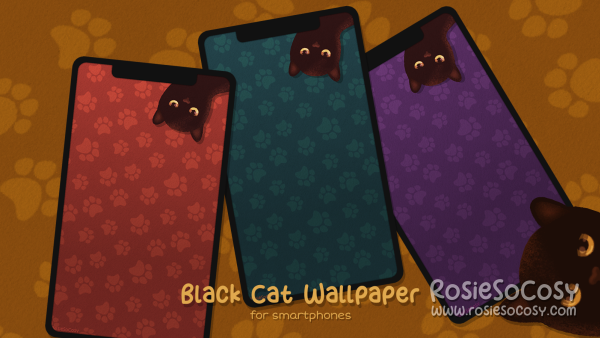"Salem" Black Cat. Smartphone Mobile Phone Wallpaper (1080x1920). Top Version. Created by RosieSoCosy aka Rosana Kooymans 
