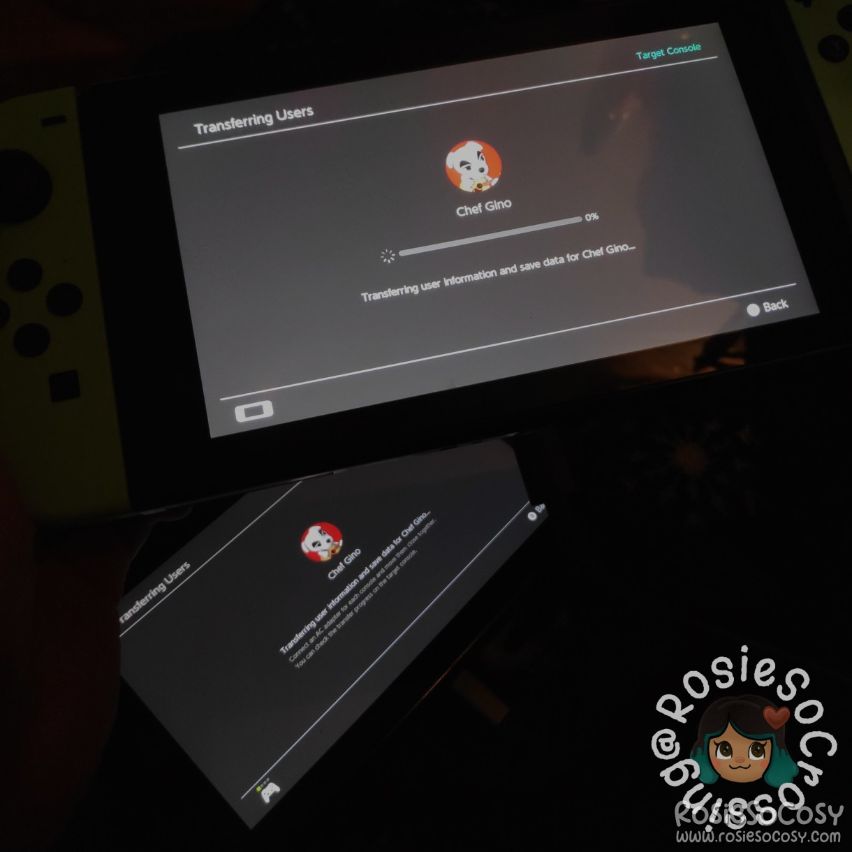 Transferring user accounts from one Nintendo Switch to another.