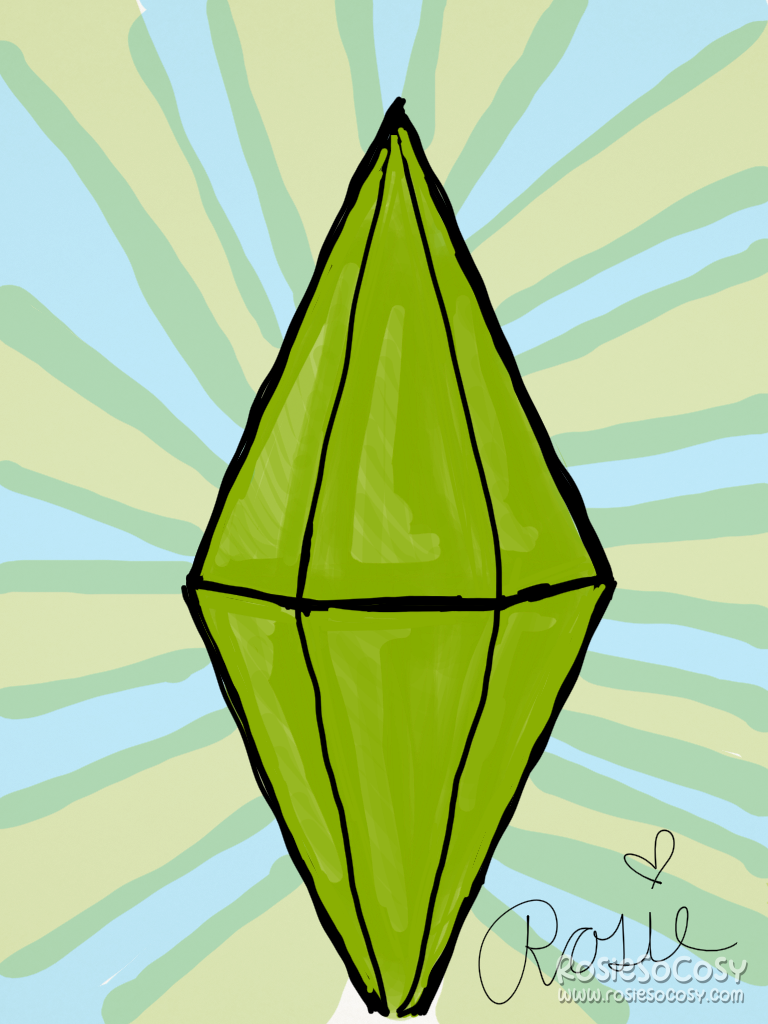 A green plumbob from The Sims.