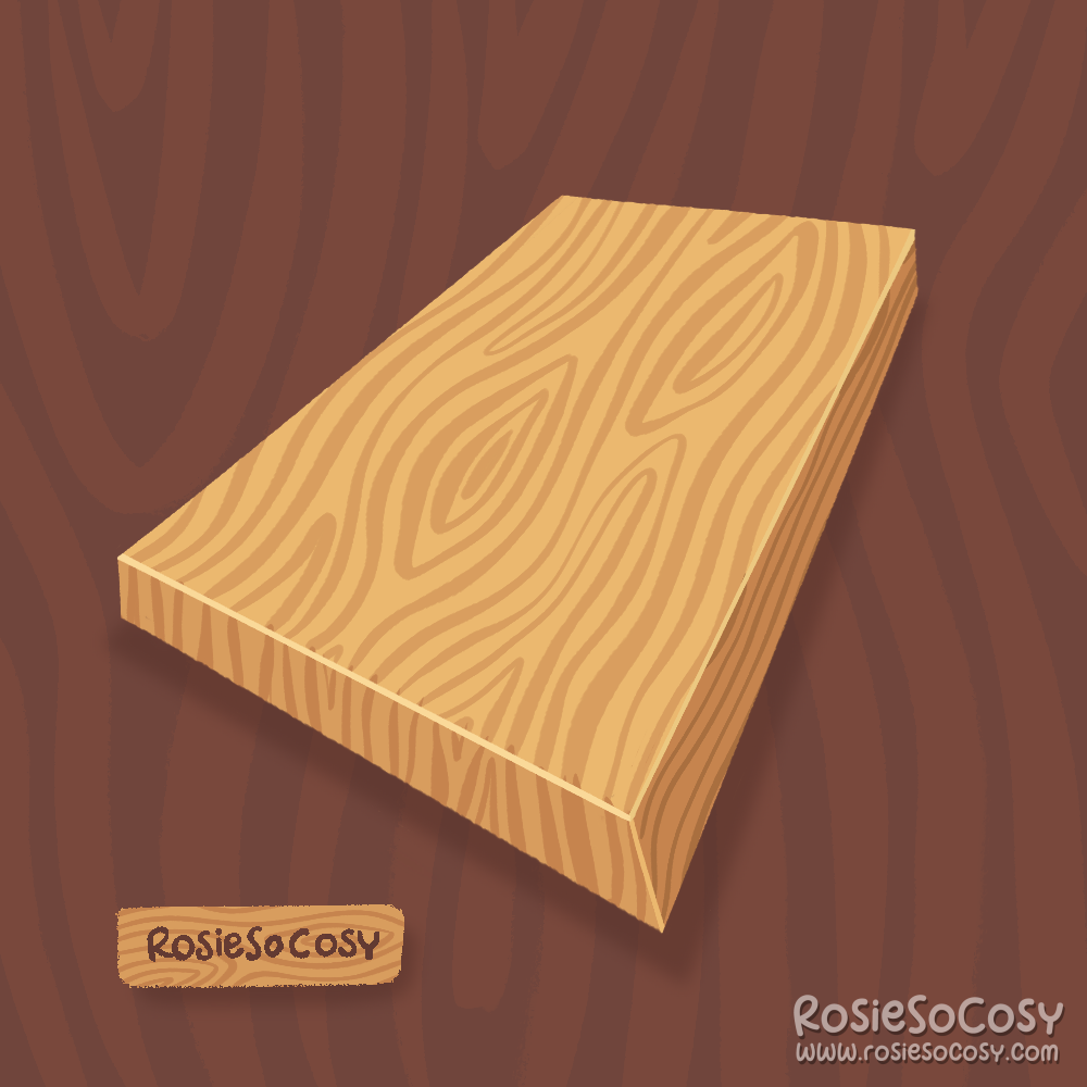 An illustration of a wooden plank. It's light in colour and you can see a clear wood pattern all over.
