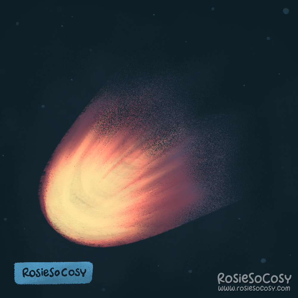 aillustration of a comet in space. 