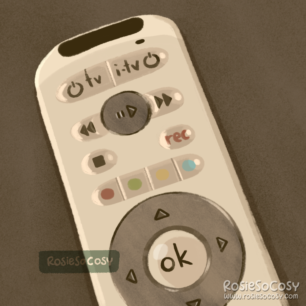 An illustration of a white/beige remote control.