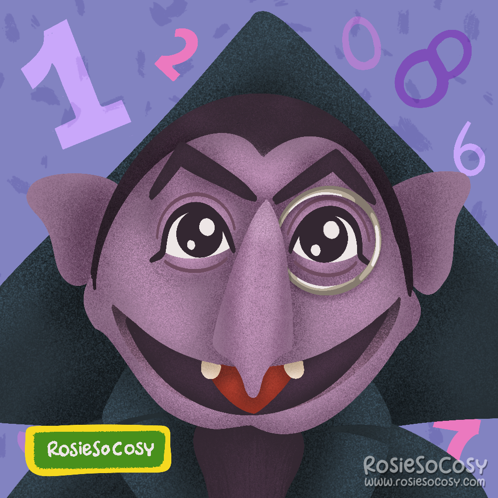An illustration of Count von Count from Sesame Street.